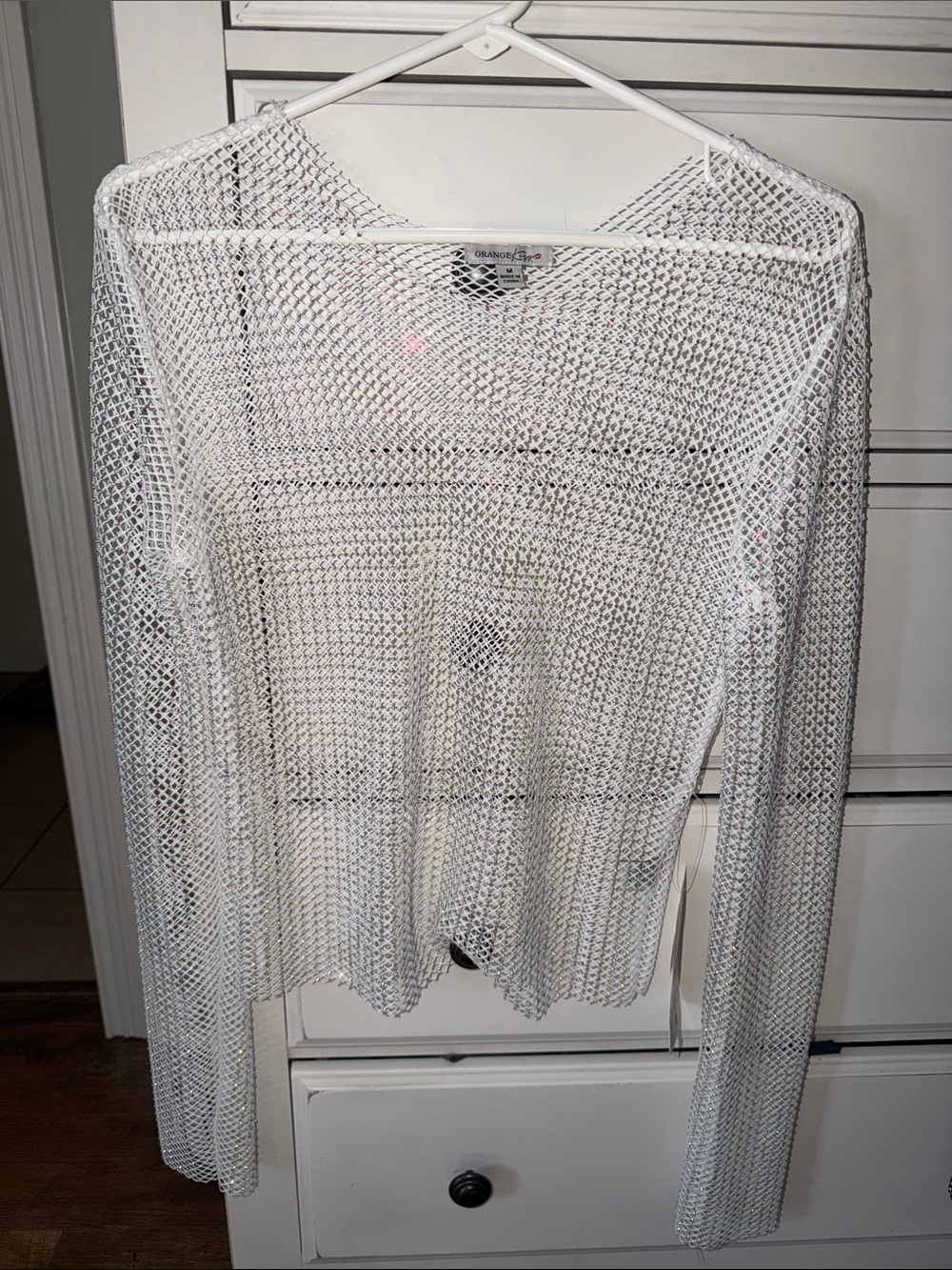 Open-Knit White Long-Sleeve Beach Cover-Up Sweater